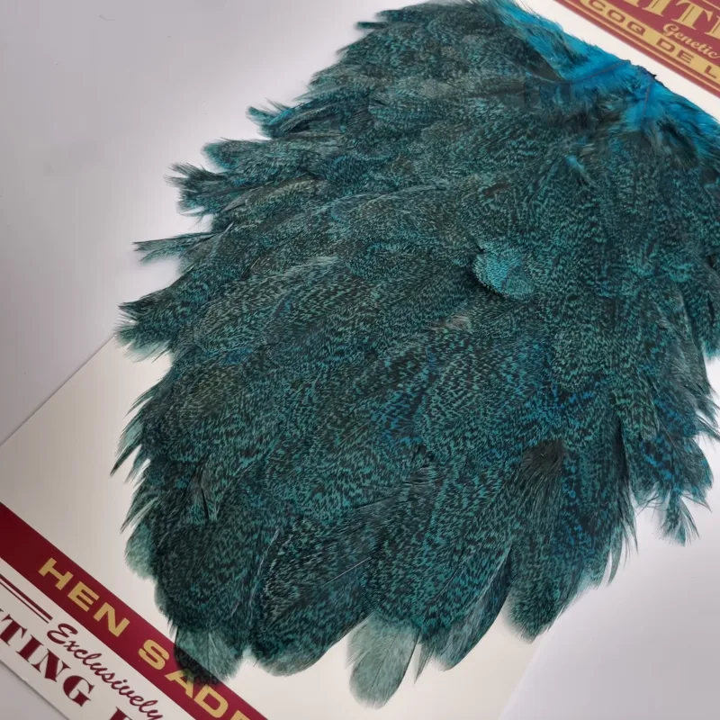 Whiting Coq de Leon Hen Saddle in Speckled Kingfisher Blue-3